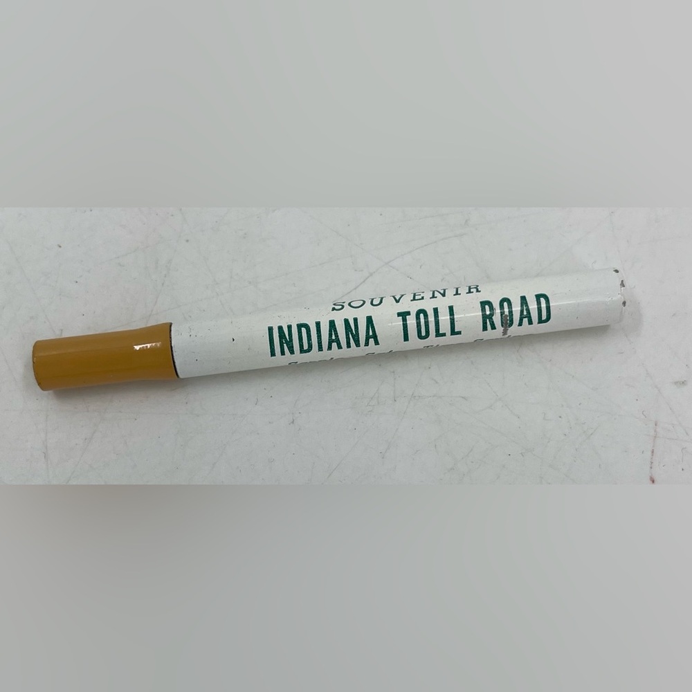 Vintage “Indiana Toll Road” Metal Cigarette‎ Lookalike Ball Point Pen Souvenir